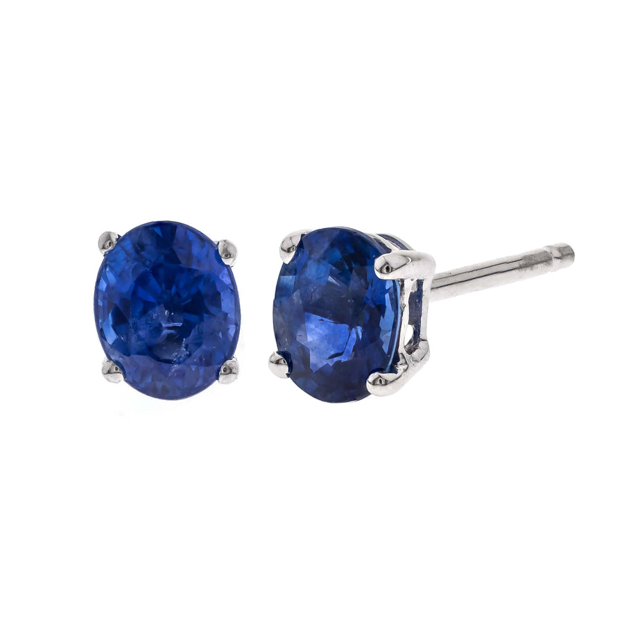 Harlee 14K White Gold Oval-Cut Ceylon Blue Sapphire Earring