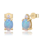 Josephine 10K Yellow Gold Oval-Cut Ethiopian Opal Earrings