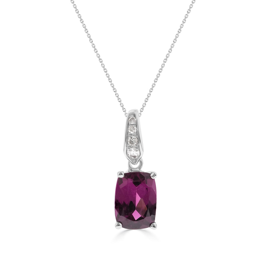 Evelyn 10K White Gold Garnet Cushion-cut Pendant