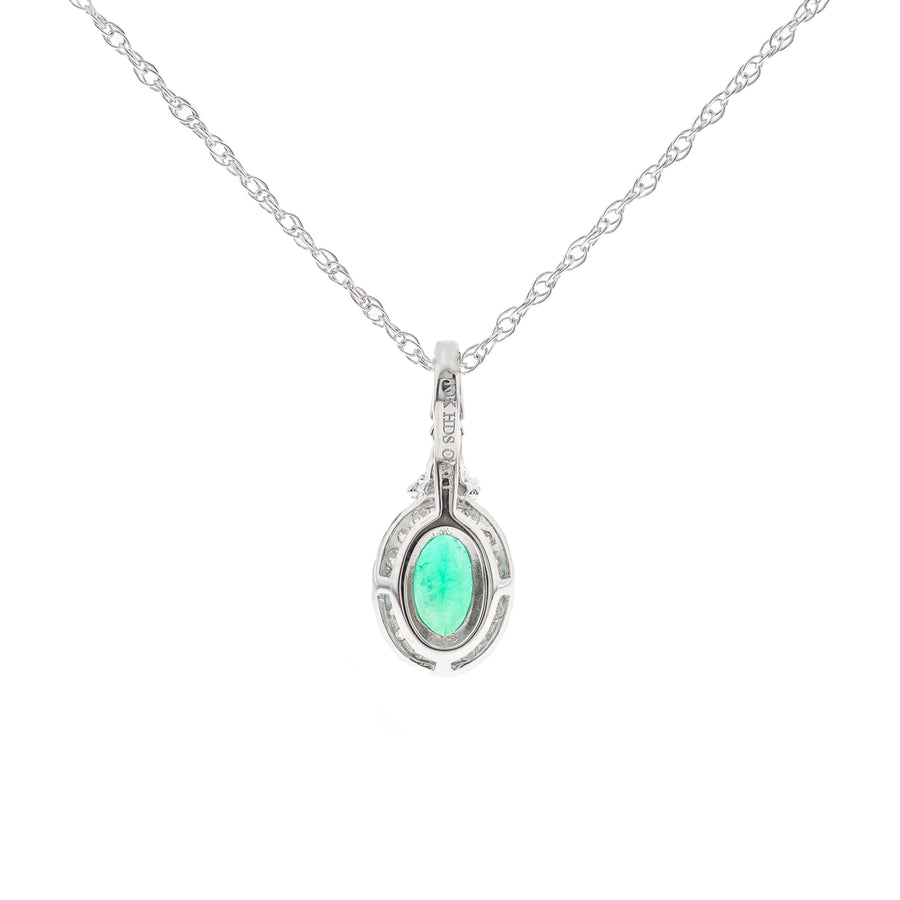 Berkeley 10K White Gold Oval-Cut Natural Zambian Emerald Pendant