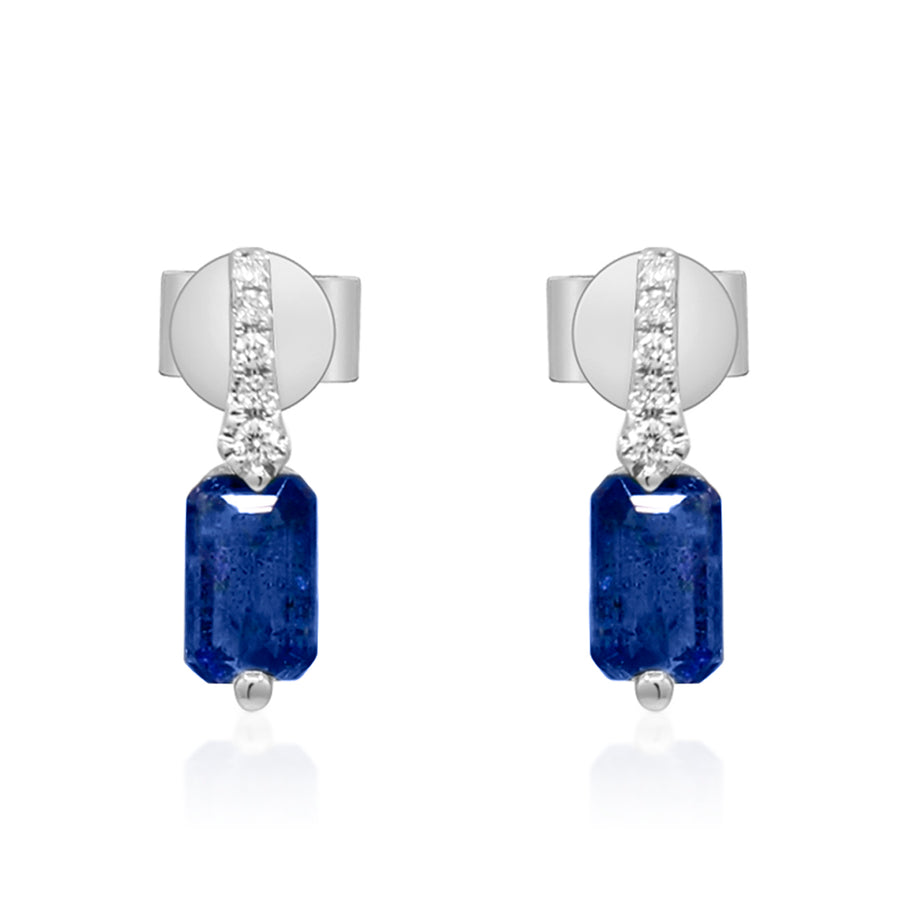 Amiri 10K White Gold Emerald-Cut Ceylon Blue Sapphire Earring