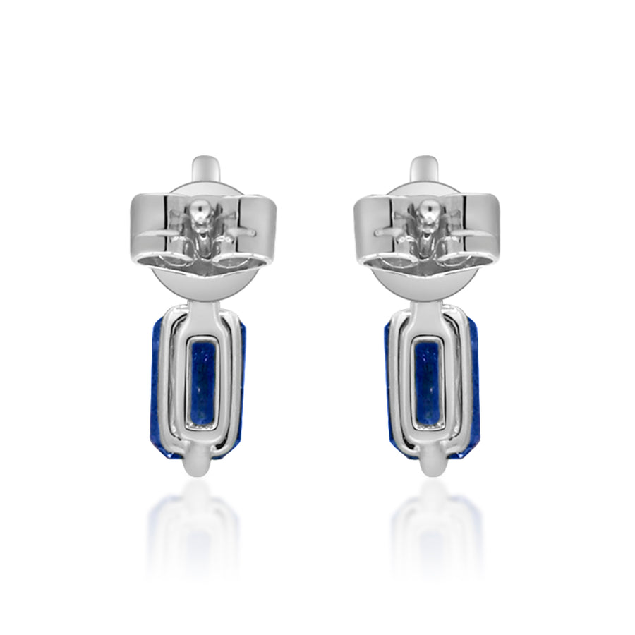 Amiri 10K White Gold Emerald-Cut Ceylon Blue Sapphire Earring