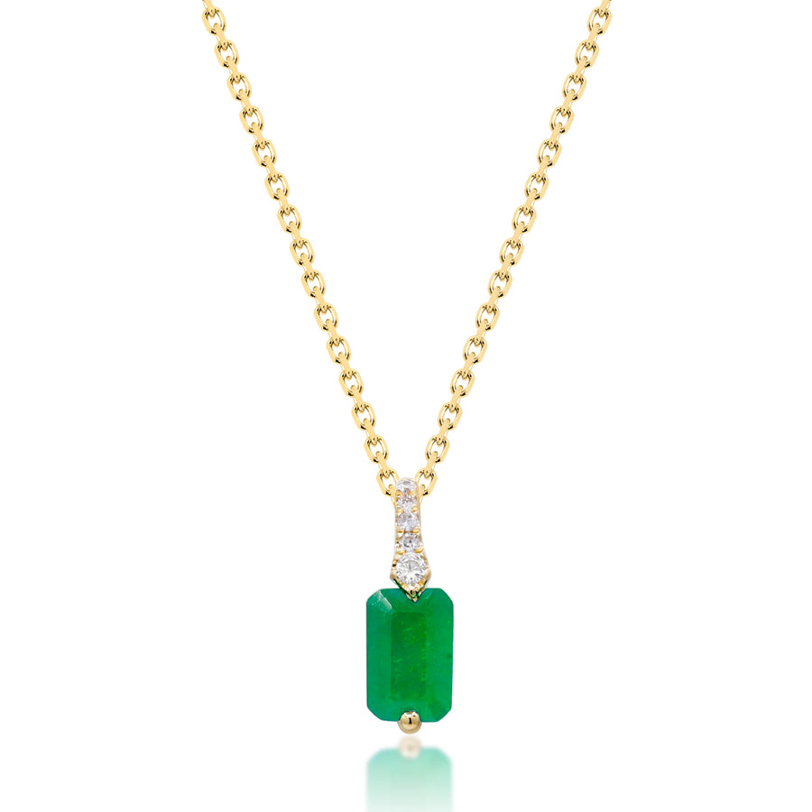 Remi 10K Yellow Gold Emerald-Cut Natural Zambian Emerald Pendant