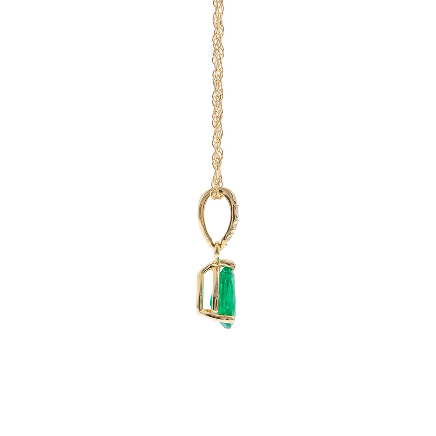 Angie 10K Yellow Gold Pear-Cut Natural Zambian Emerald Pendant