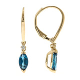 Caroline 10K Yellow Gold Marquise-Cut Brazilian London Blue Topaz Earrings