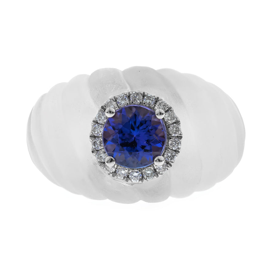 Adeline 14K White Gold Round-Cut Tanzanite Ring