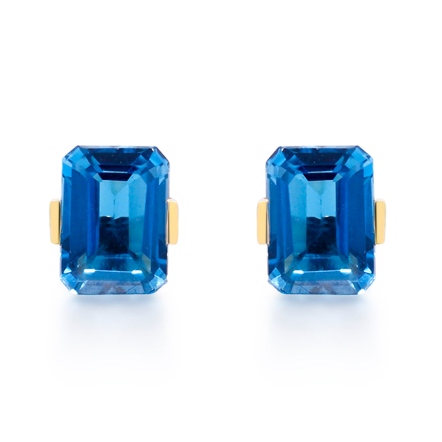 Cooper 10K Yellow Gold Emerald-Cut Brazilian London Blue Topaz Earrings