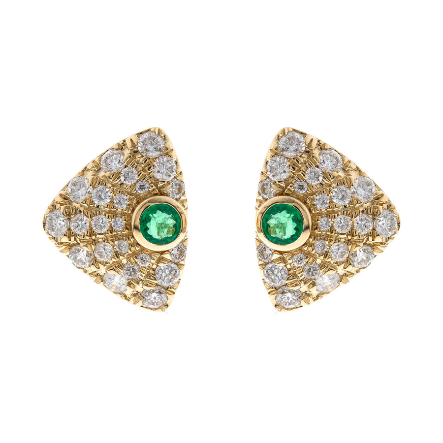 Arleth 14K Yellow Gold Round-Cut Natural Zambian Emerald Earrings