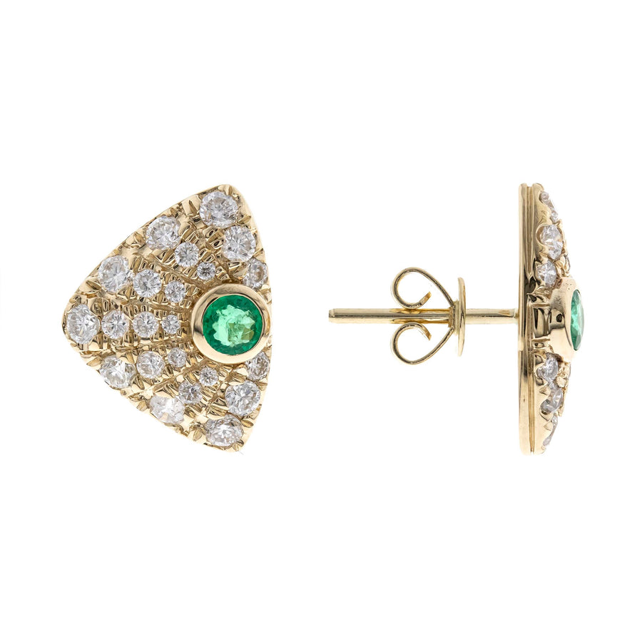 Arleth 14K Yellow Gold Round-Cut Natural Zambian Emerald Earrings