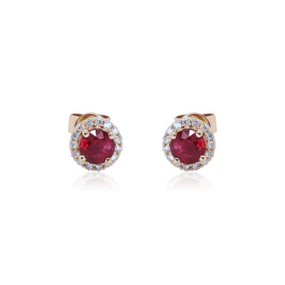 Eleanora 14K Yellow Gold Round-Cut  Mozambique Ruby Earrings