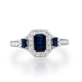 Wrenley 10K White Gold Emerald-Cut Blue Sapphire Ring