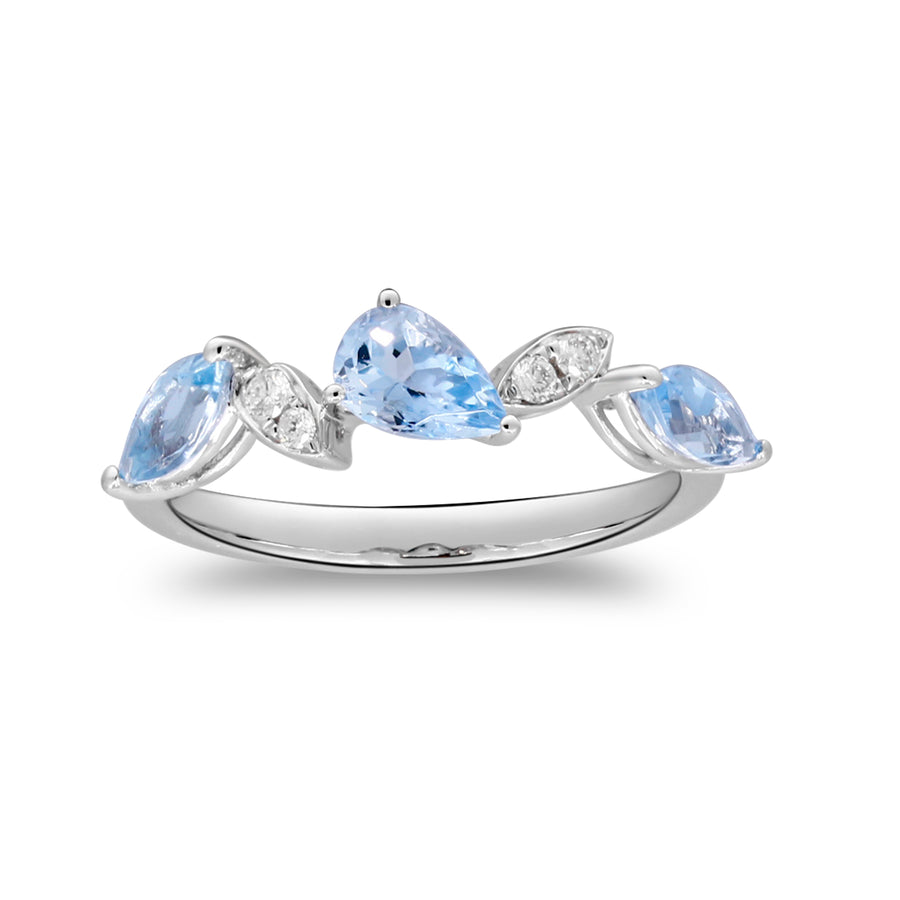 Allison 10K White Gold Pear-Cut Aquamarine Ring