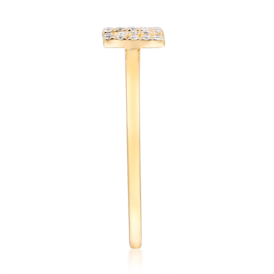 N Initial 14K Yellow Gold Round-Cut White Diamond Ring