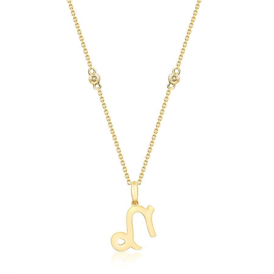 Capricorn 10K Yellow Gold Round-Cut White Diamond Pendant