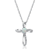 Sarah 10K White Gold Oval-Cut Opal Pendant