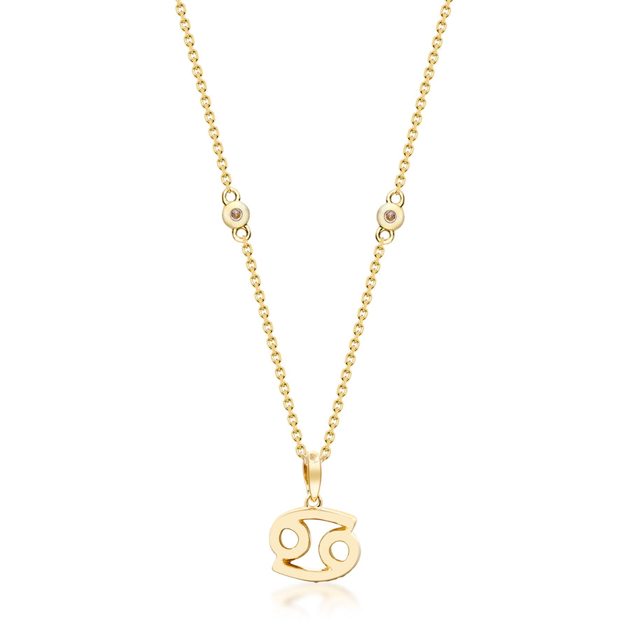 Cancer 14K Yellow Gold Round-Cut White Diamond Pendant