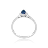 June 10K White Gold Marquise-Cut Blue Sapphire Ring