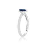 June 10K White Gold Marquise-Cut Blue Sapphire Ring