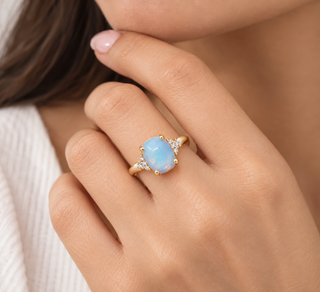 Sara 10K Yellow Gold Cushion-Cut Opal Ring