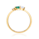 Radiant Splendor: Talia 14K Yellow Gold Marquise-Cut Emerald Ring