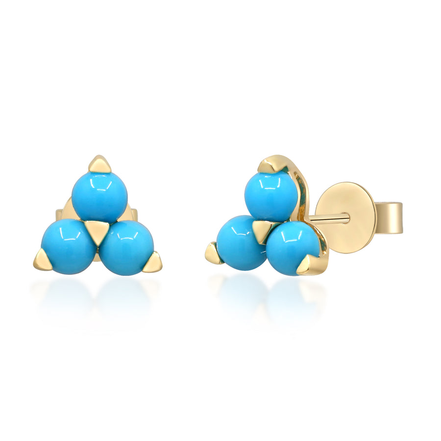 Natalia 10K Yellow Gold Round-Cut Arizona Turquoise Earring