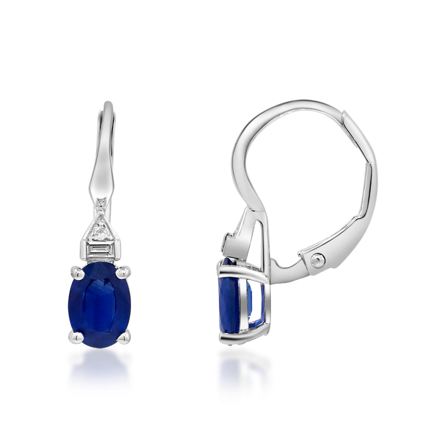 Arielle 10K White Gold Oval-Cut Ceylon Blue Sapphire Earring