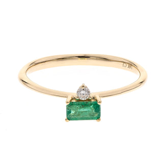 Mia 14K Yellow Gold Emerald -Cut Natural Zambian Emerald Ring