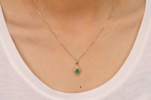 Adia 14K Yellow Gold Round-Cut Natural Zambian Emerald Pendant