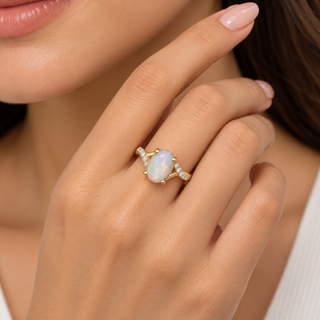 Emily 10K Yellow Gold Oval-Cut Ethiopian Opal Ring