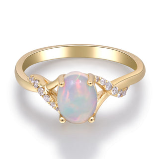 Emily 10K Yellow Gold Oval-Cut Ethiopian Opal Ring