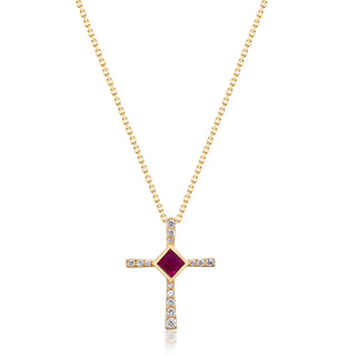 Amelie 14K Yellow Gold Square-Cut Mozambique Ruby Pendant