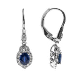 Genevieve 10K White Gold Oval-Cut Blue Sapphire Earring
