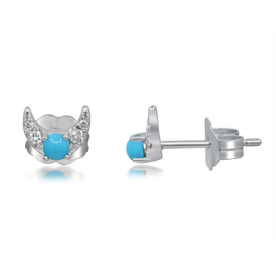 Athena 10K White Gold Round-Cut Arizona Turquoise Earring