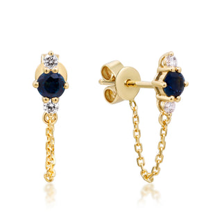 Chloe 14K Yellow Gold Round-Cut Blue Sapphire Earring