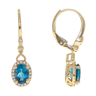 Abby 14K Yellow Gold Oval-Cut Brazilian London Blue Topaz Earrings