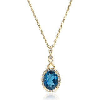 Emilia 10K Yellow Gold Oval-Cut Brazilian London Blue Topaz Pendant