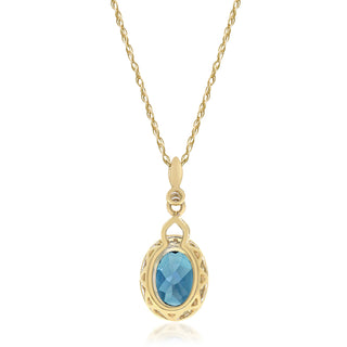 Emilia 10K Yellow Gold Oval-Cut Brazilian London Blue Topaz Pendant