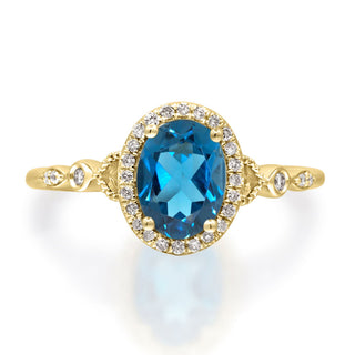 Hannah 10K Yellow Gold Oval-Cut London Blue Topaz Ring