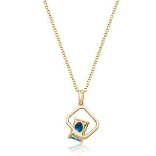 Kennedi 14K Yellow Gold Emerald-Cut Swiss Blue Topaz Pendant