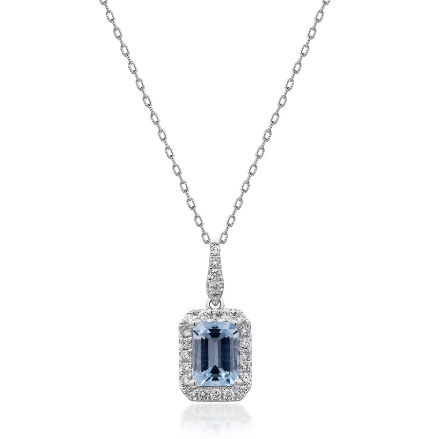 Nora 14K White Gold Emerald-Cut Brazilian Aquamarine Pendant