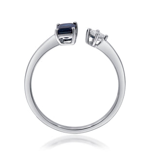 Meredith 10K White Gold Emerald-Cut Ceylon Blue Sapphire Ring