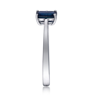 Meredith 10K White Gold Emerald-Cut Ceylon Blue Sapphire Ring