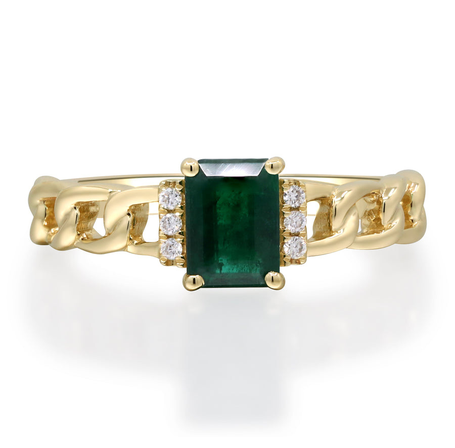 Abby 14K Yellow Gold Emerald-Cut Natural Zambian Emerald Ring