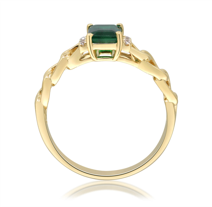 Abby 14K Yellow Gold Emerald-Cut Natural Zambian Emerald Ring