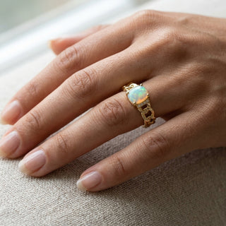 Maya 14K Yellow Gold Round-Cut Ethiopian Opal Ring