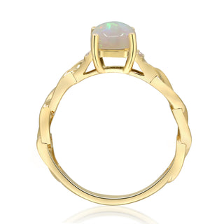 Maya 14K Yellow Gold Round-Cut Ethiopian Opal Ring