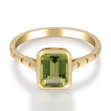 Ainoi 14K Yellow Gold Free Emerald-Cut Manchurian Peridot Ring