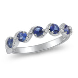 Hallie 10K White Gold Round-Cut Blue Sapphire Ring