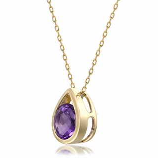 Valerie 14K Yellow Gold Round-Cut Amethyst Pendant