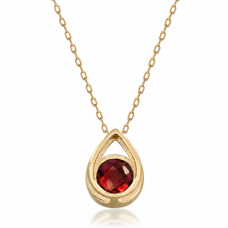 Valerie 14K Yellow Gold Round-Cut Garnet Pendant